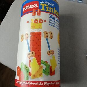 VTG 1986 Playskool The Original Tinkertoy Big Builder Set canister lid 105 parts